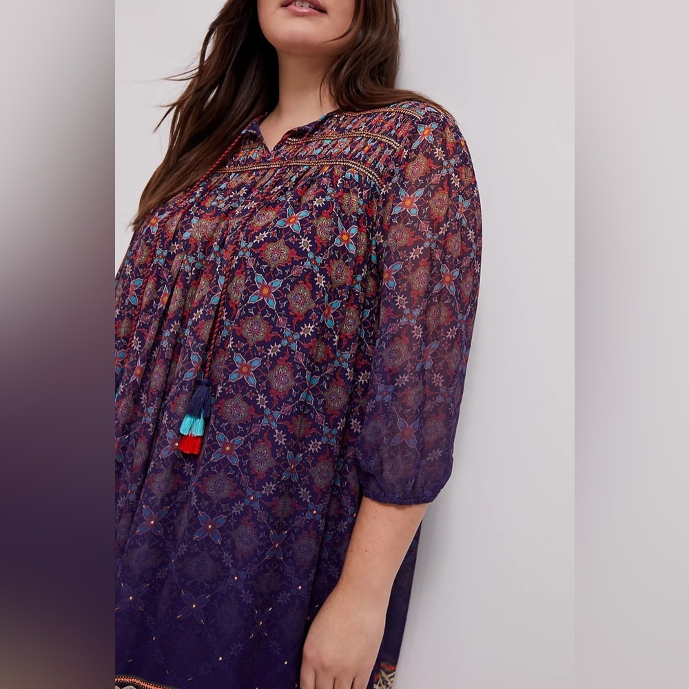 ANTHROPOLOGIE- Tanvi Kedia Corinna Tunic Dress Boho Beaded Tassel Mini - Picture 8 of 16